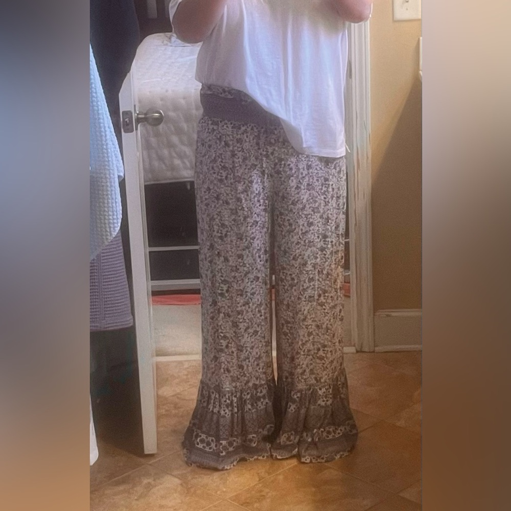 Mustard Seed-Floral Wide-Leg Flowy Pants-Size M - Picture 10 of 11